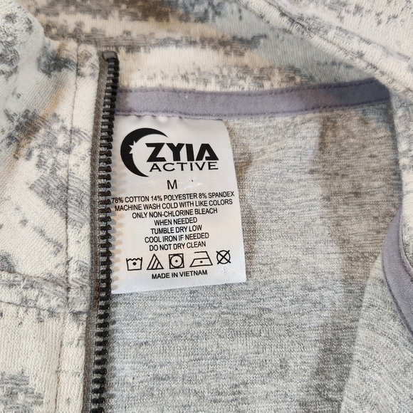 ZYIA Active Womens M Cream Combo Zipper Jacket Pockets Yoga Athleisure Running - Picture 7 of 11
